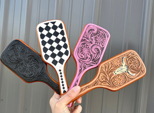 Tooled Leather Hair Brush