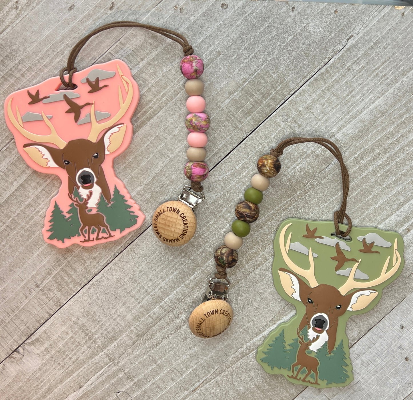 Camo Deer Teether Clip