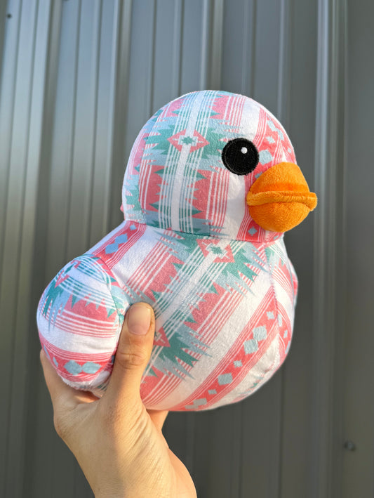 Pink Turquoise Aztec Duck Plushie