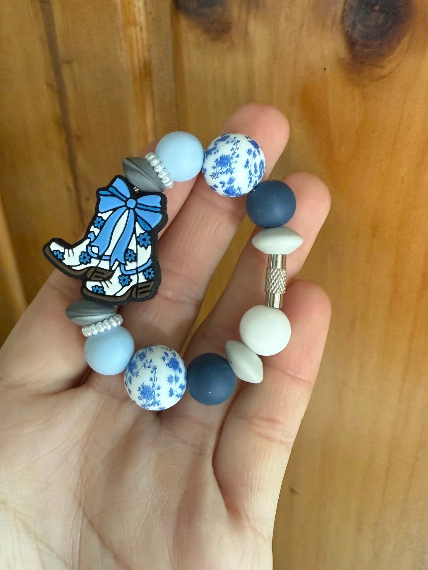 Blue dainty Floral Tumbler Cup/ Boot Charm