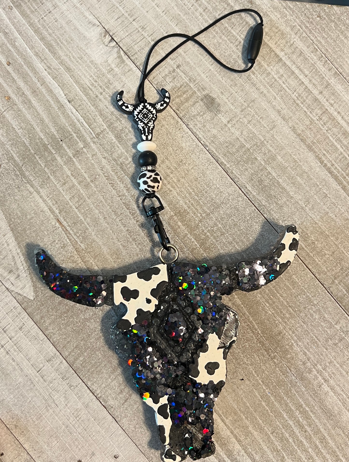 Black and White Aztec Cow Skull Freshie Set