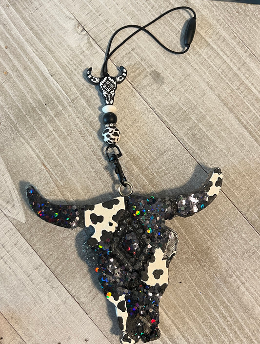 Black and White Aztec Cow Skull Freshie Set