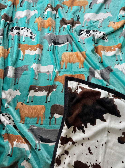 Reversible Cows/ Cowhide Blanket