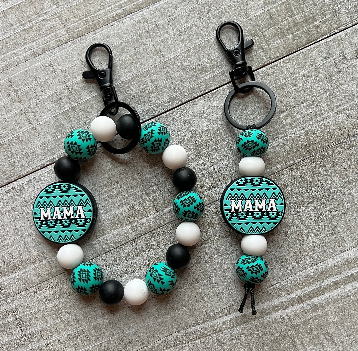 Turquoise Aztec Mama Keychain Set