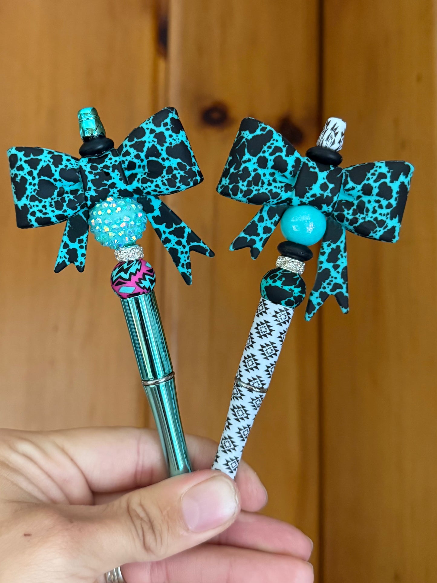 Turquoise Cowhide Bow Western Pen