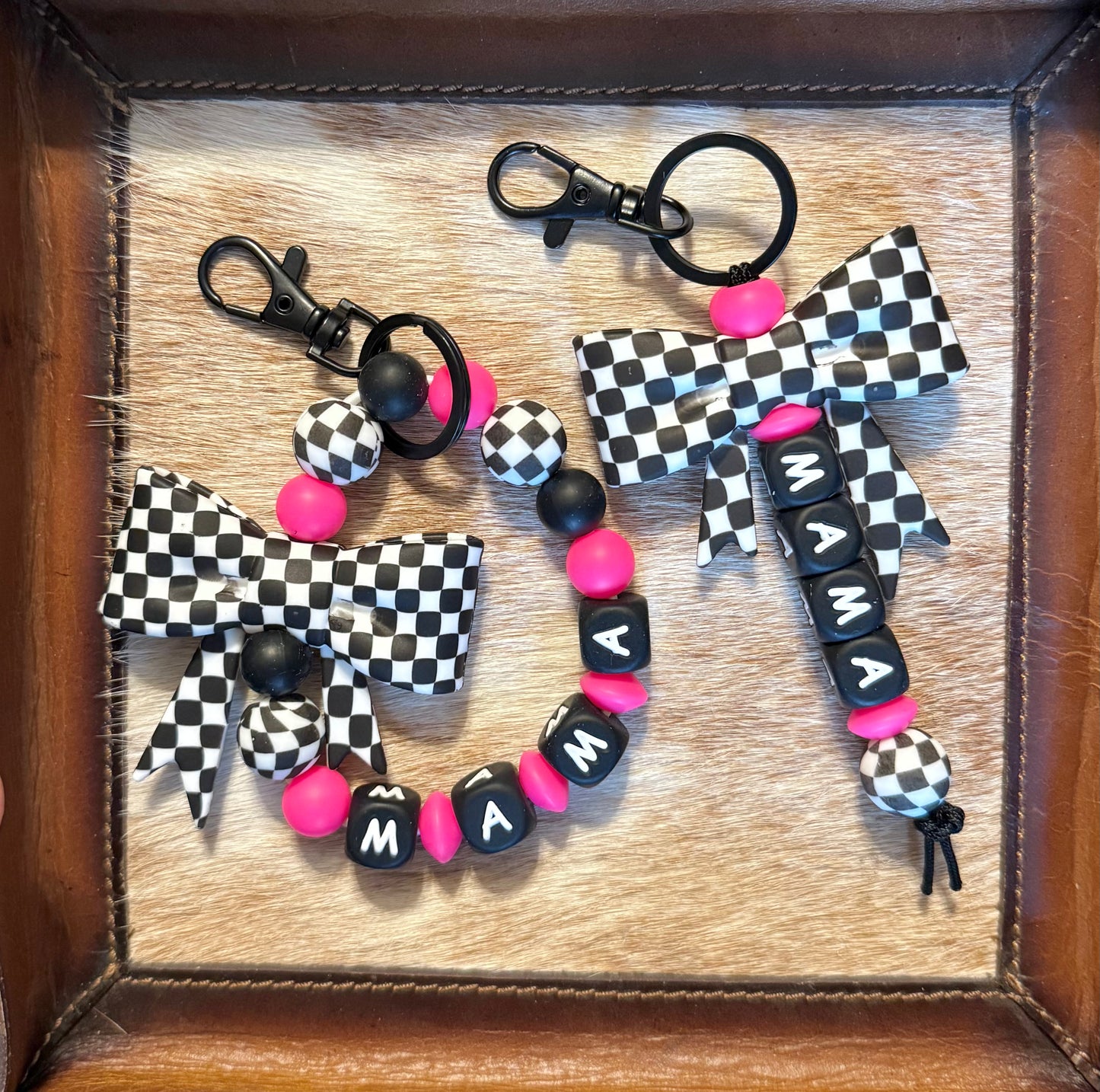 Mama Bow Hot Pink Checkered