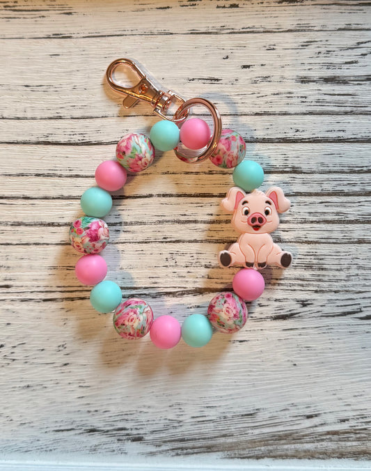 Pig Pink and Turquosie Wristlet