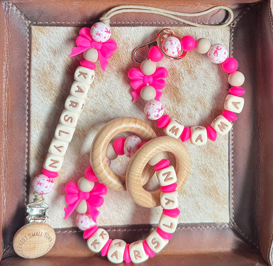 New Pink with Tails Bow Family Bundle