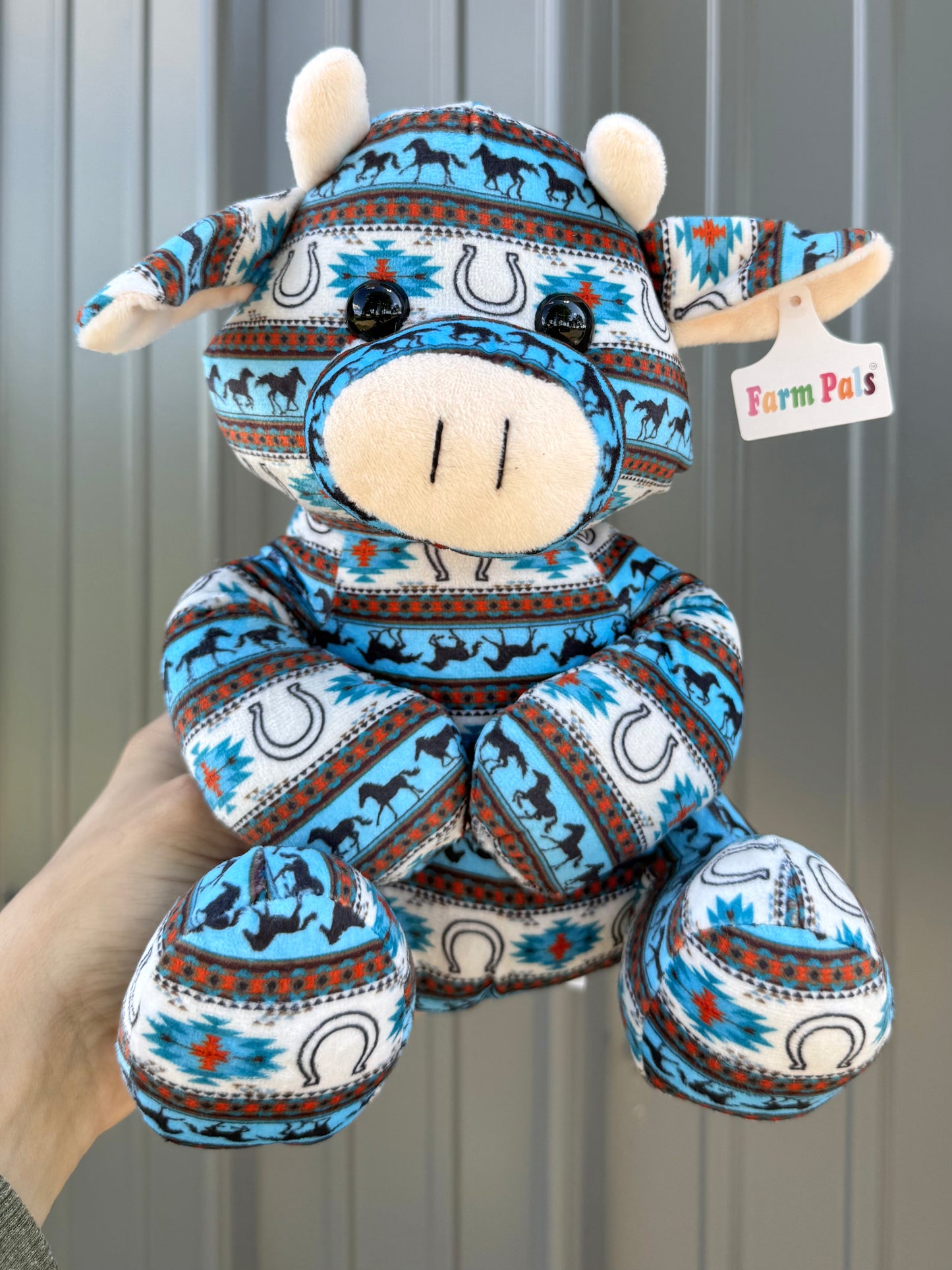 Cowboy Horseshoe Aztec Sitting Cow Plushie