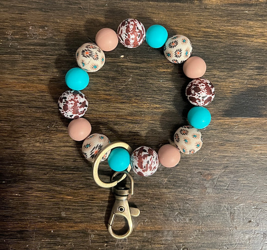 Cream Aztec Brown Cow Wristlet