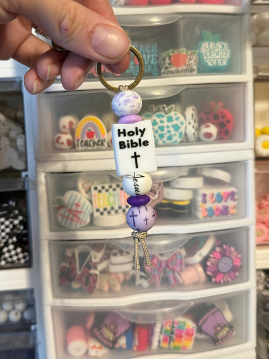 Purple Cross Jesus Keychain