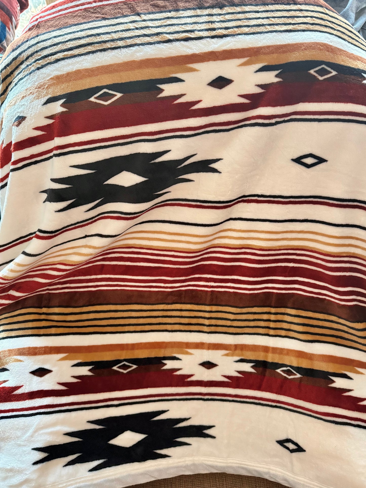 Red Tan Aztec Super Plush King Blanket