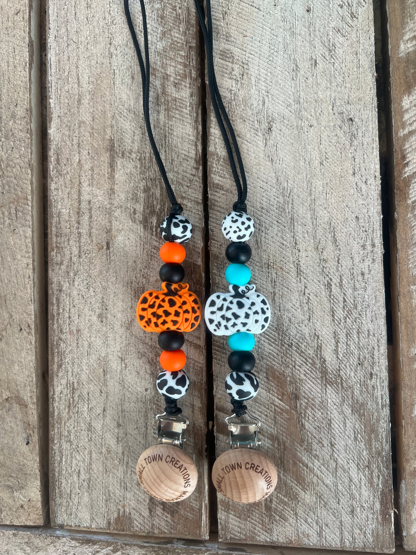 Cow Print Pumpkin Pacifier Holder