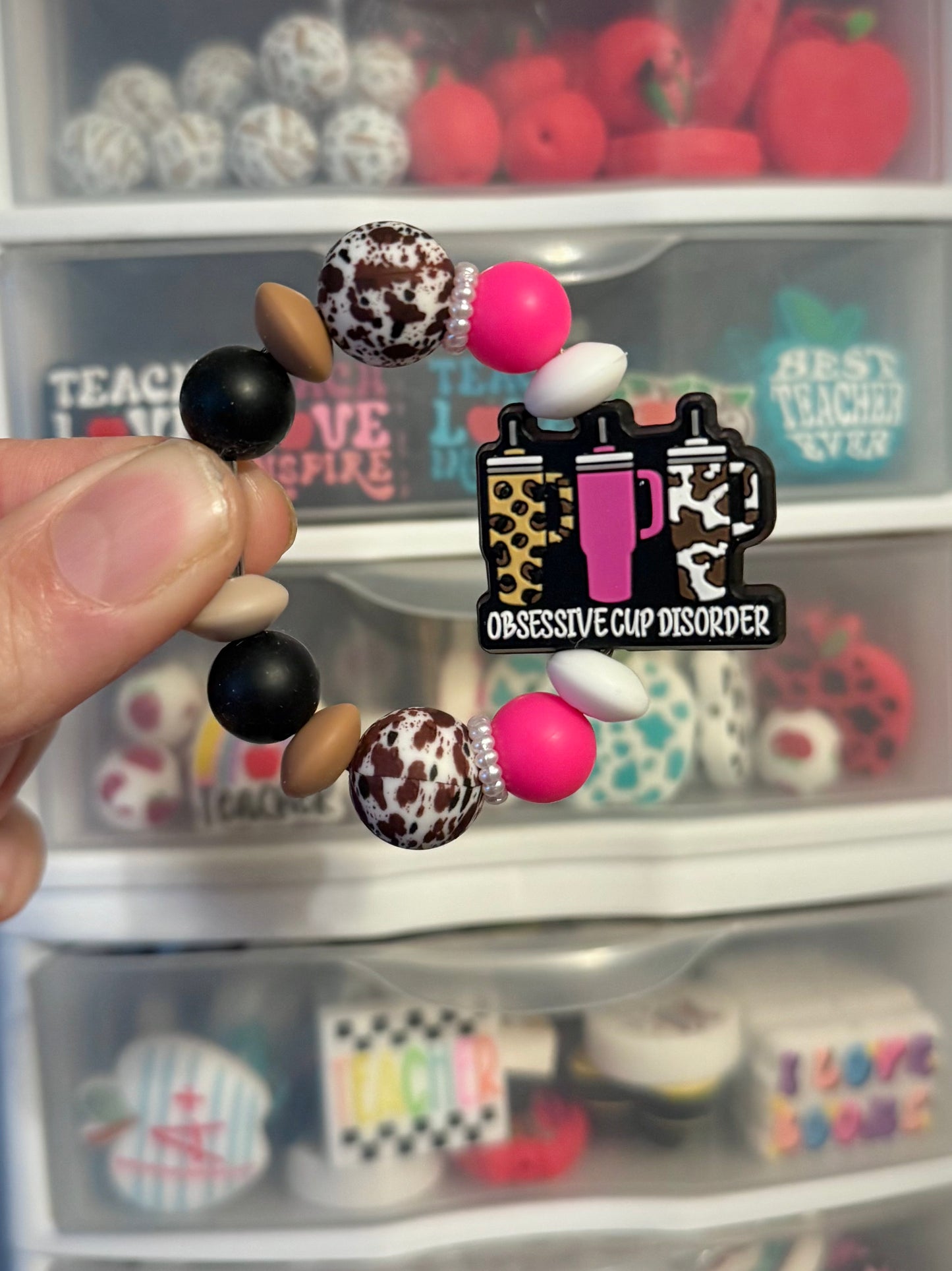 Cowhide Obsessive Cup Disorder Tumbler Cup Charm