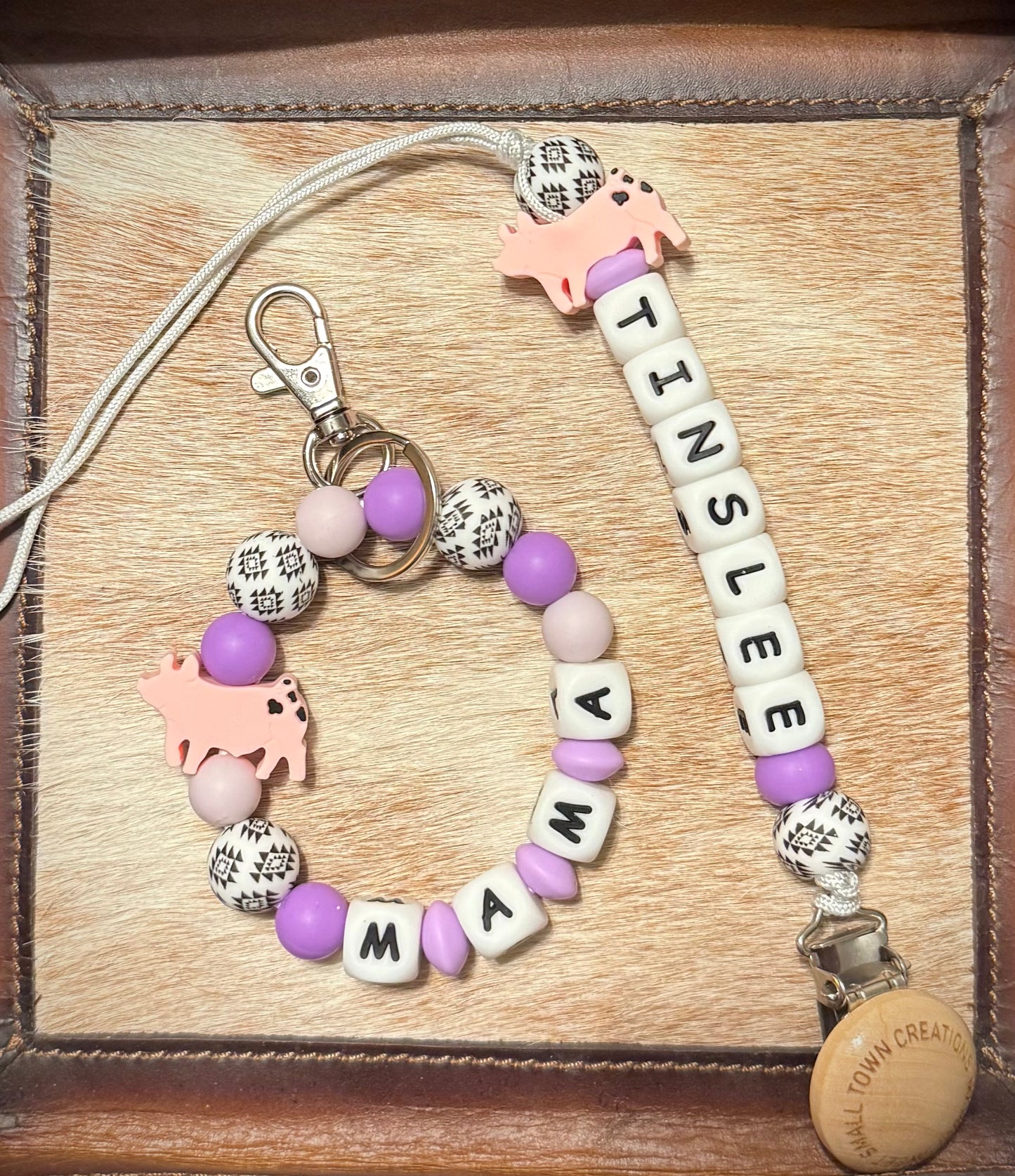 Purple Aztec Pig with Custom Name