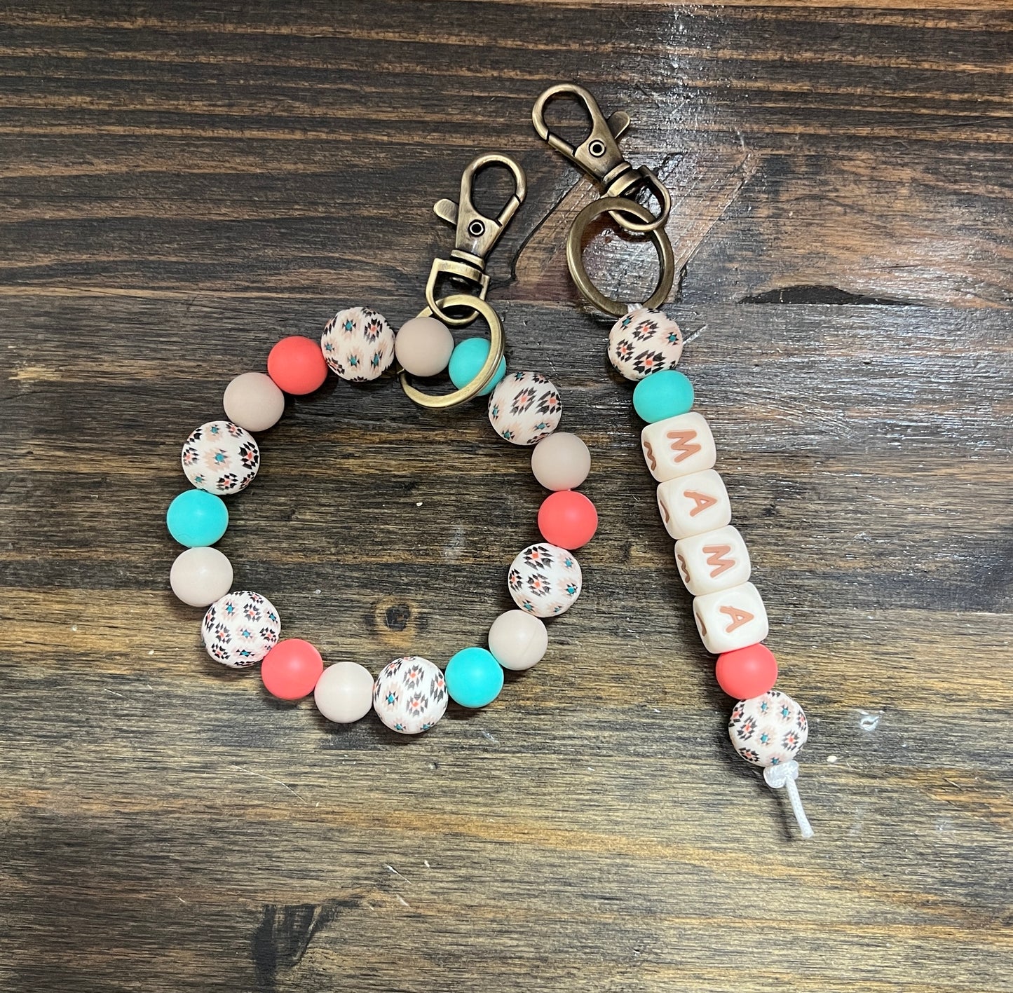 Cream Aztec Mama Keychain Set
