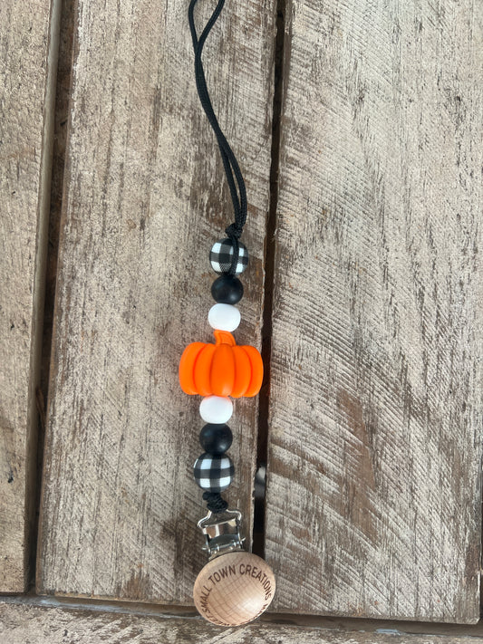 Black Plaid Pumpkin Pacifier Holder