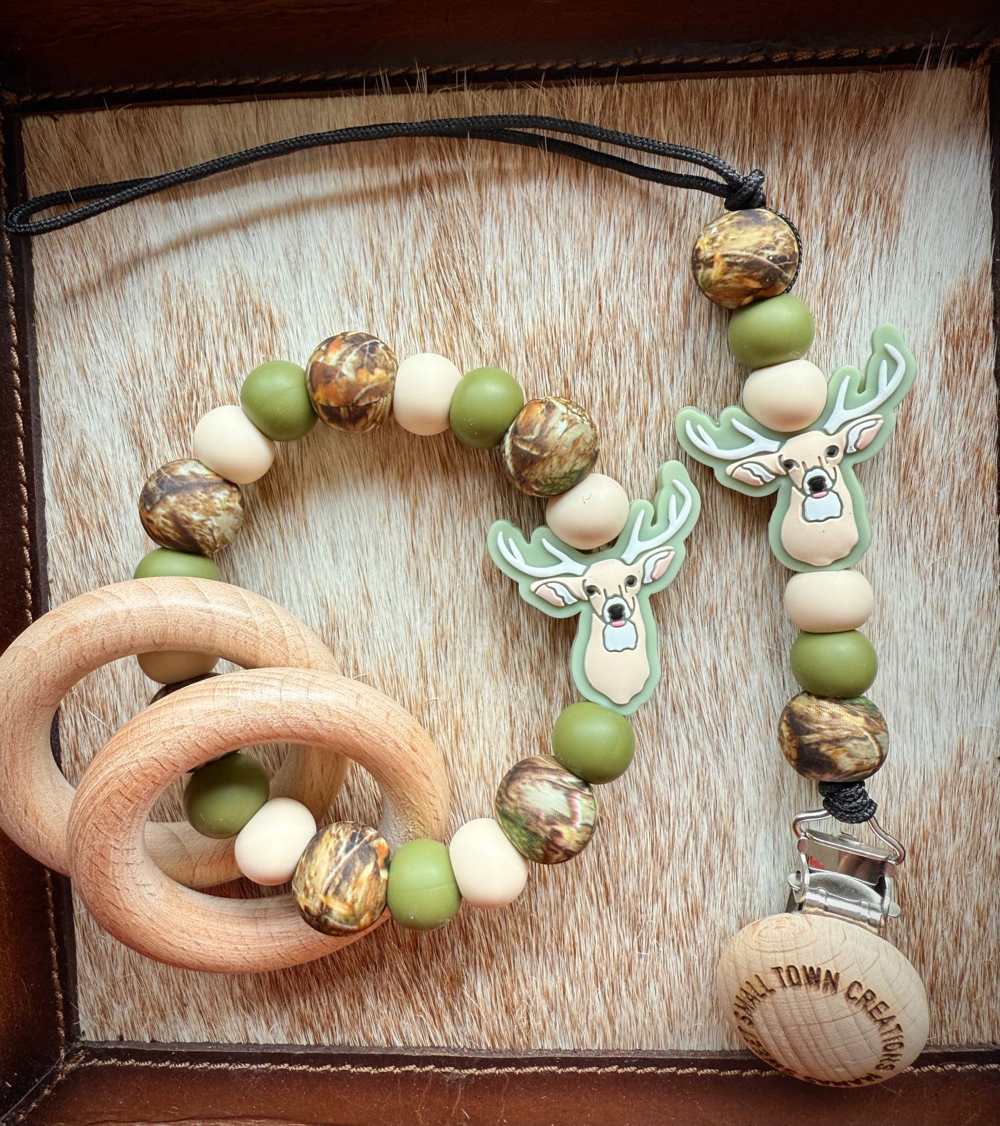 Green Camo Deer Teether Set