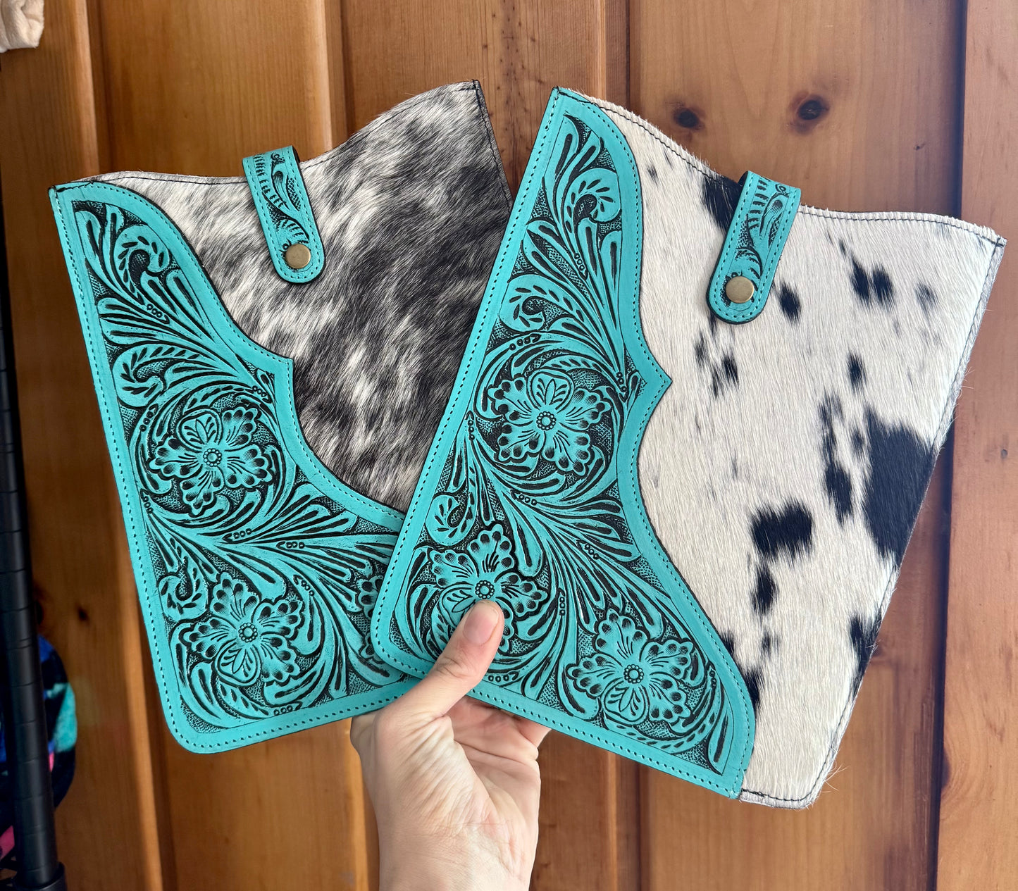 Genuine Tooled Leather and Cowhide IPad Case