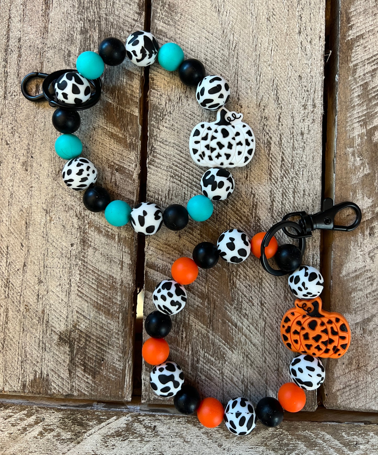 Cow Print Pumpkin Wristlet