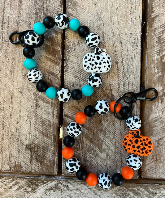 Cow Print Pumpkin Wristlet