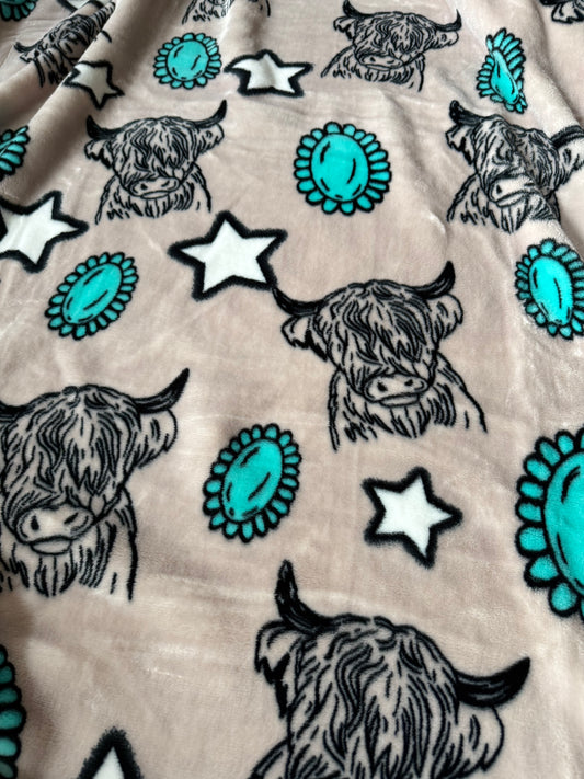 Highland Turquoise Concho King Size Super Plush Blanket