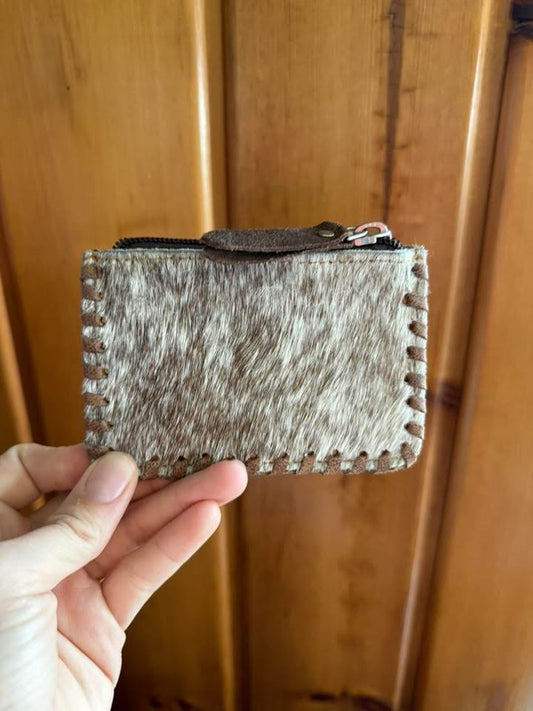 Tooled Pink Flower Cowhide Backing Coin Purse