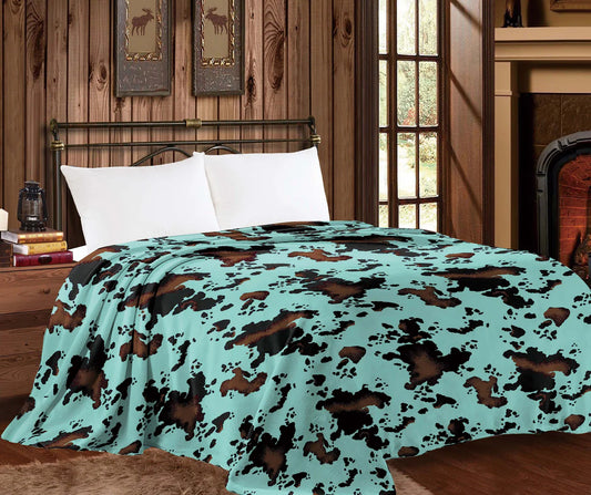 Mint Cowhide Super Plush King Blanket