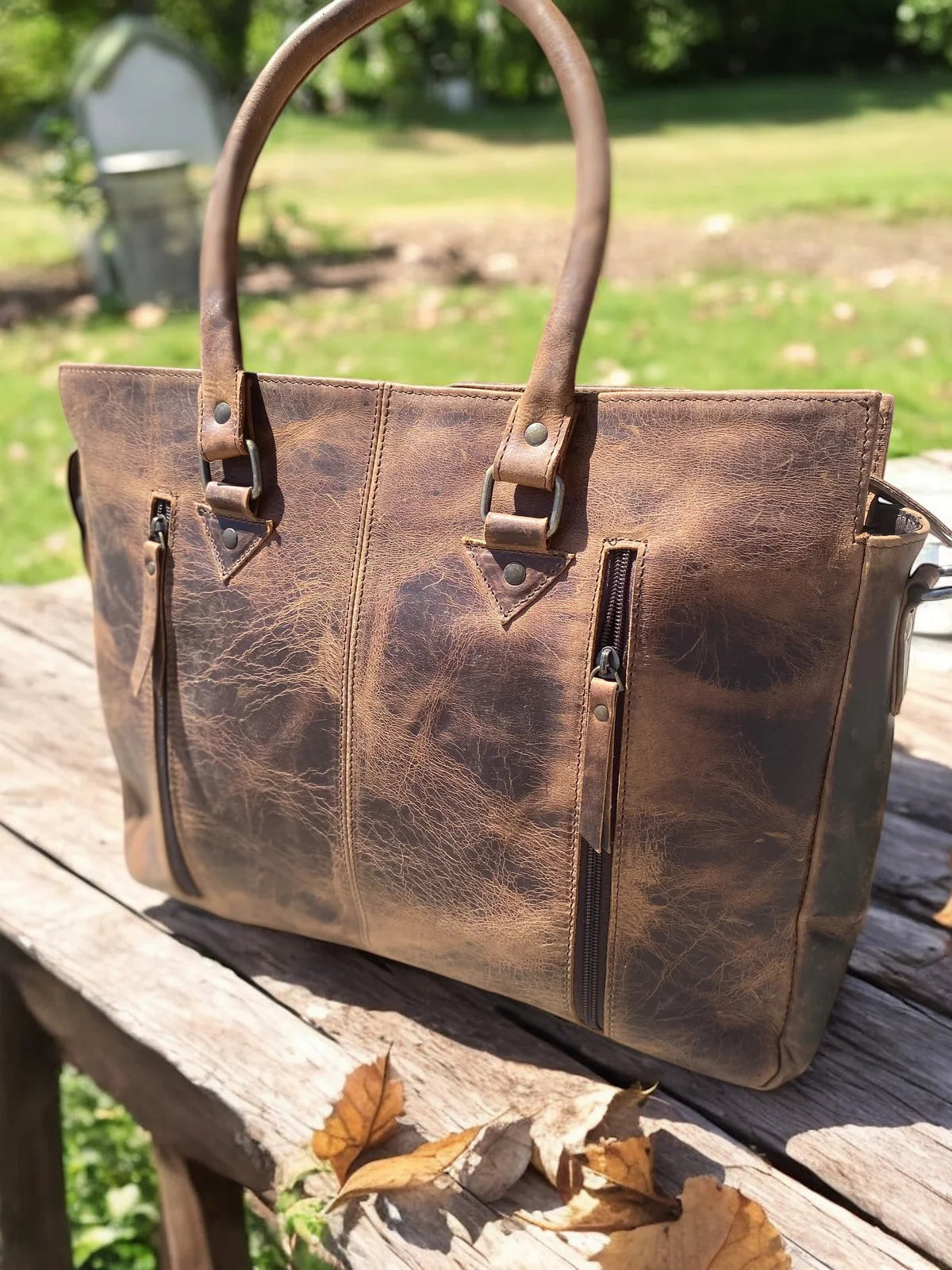 Cowhide Vintage Fringe Stone Purse