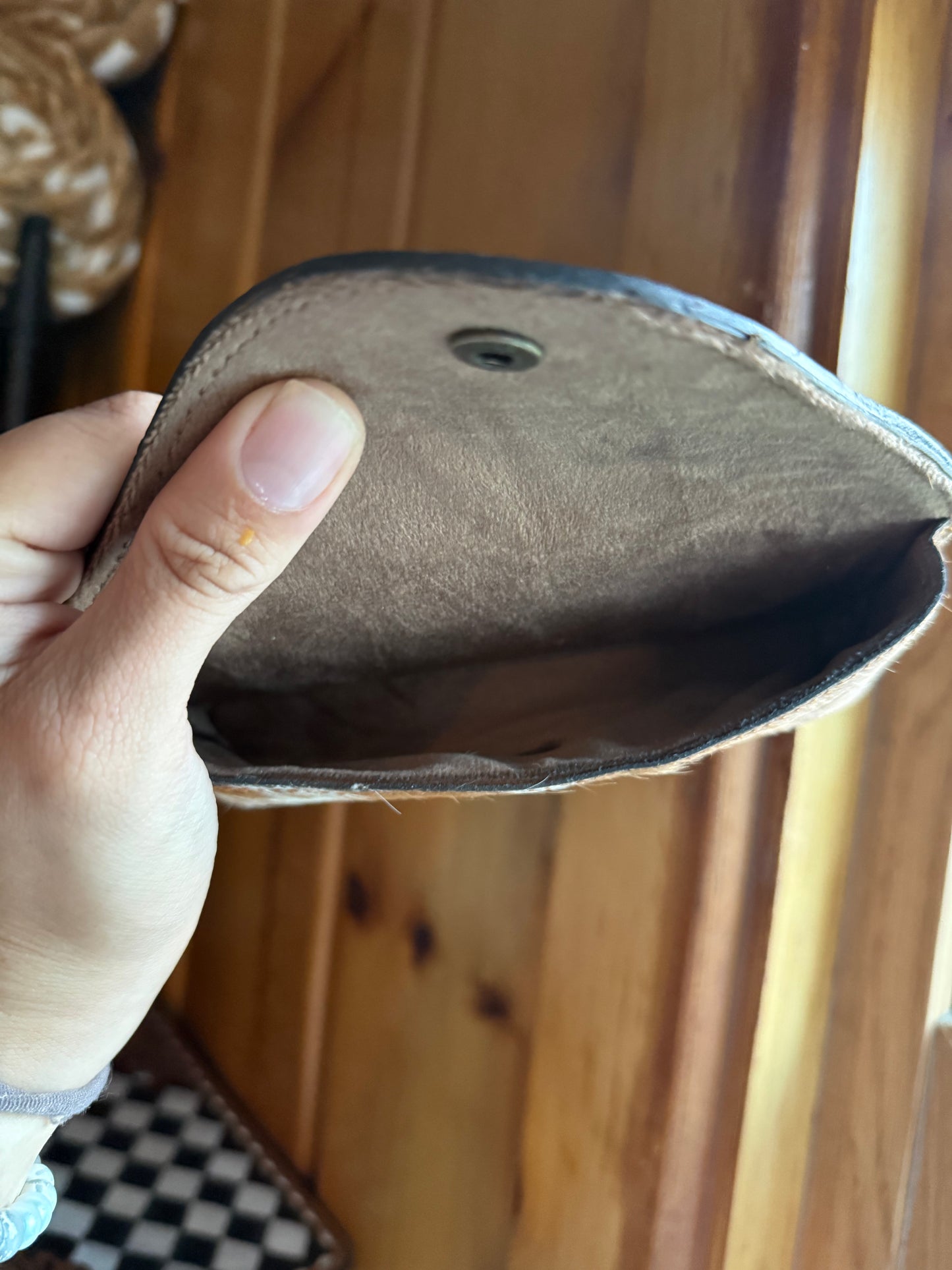 Dark Brown Tooled Leather Cowhide Case