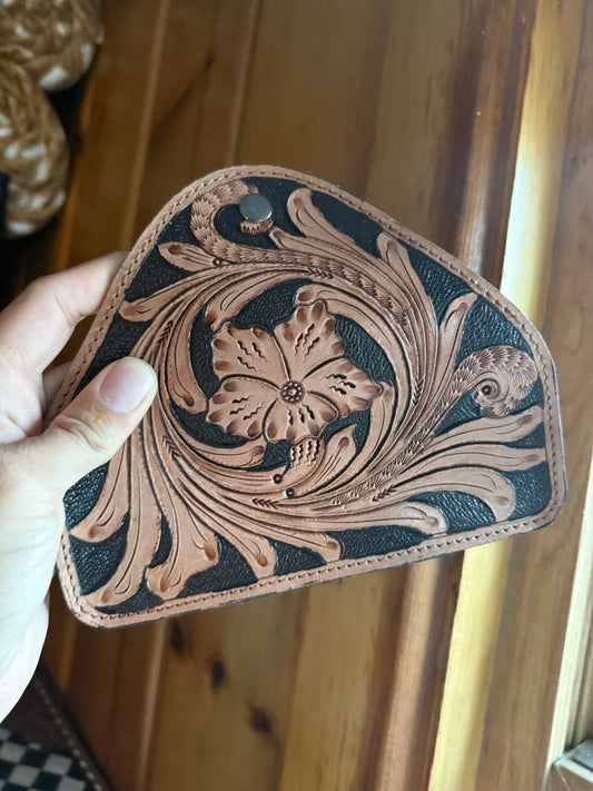 Dark Brown Tooled Leather Cowhide Case