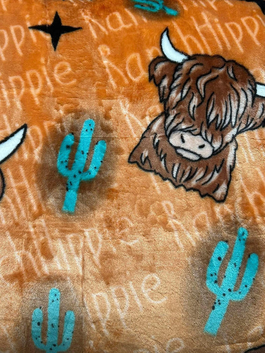 Orange Highland Cow King Size Super Plush Blanket