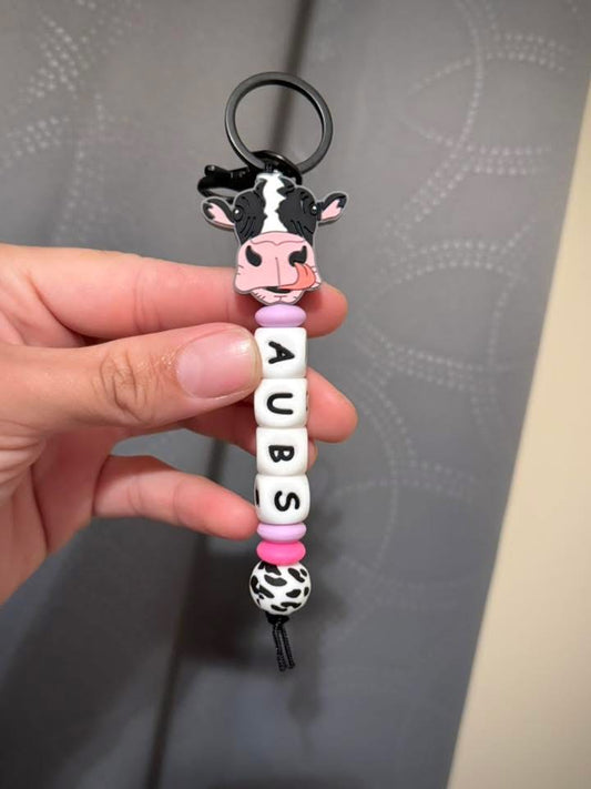 Custom Name Black & White Cow Tongue Out