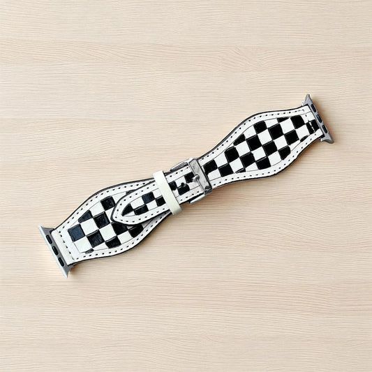 Genuine Leather Checkered Watch Band