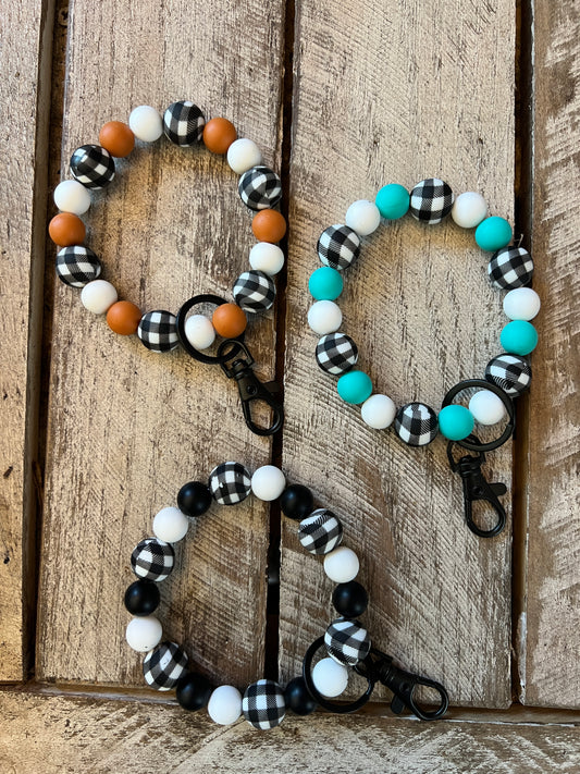 Black Plaid Wristlet