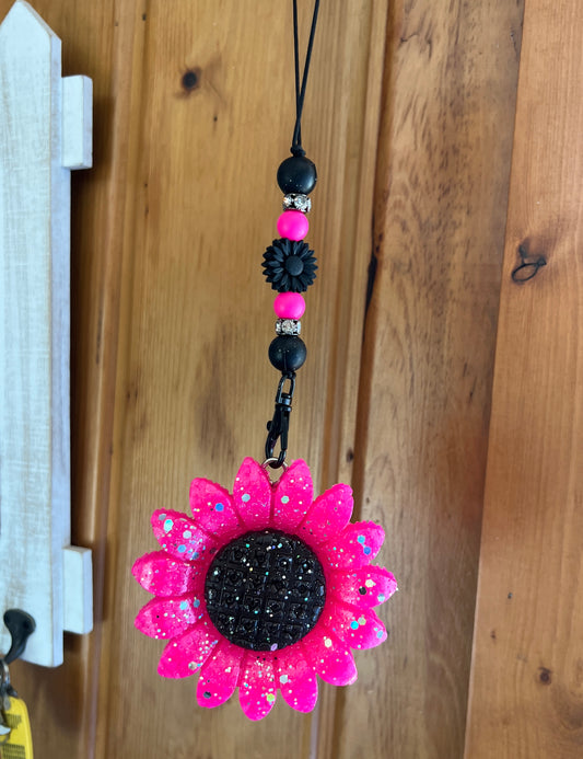 Pink Flower Freshie Hanger