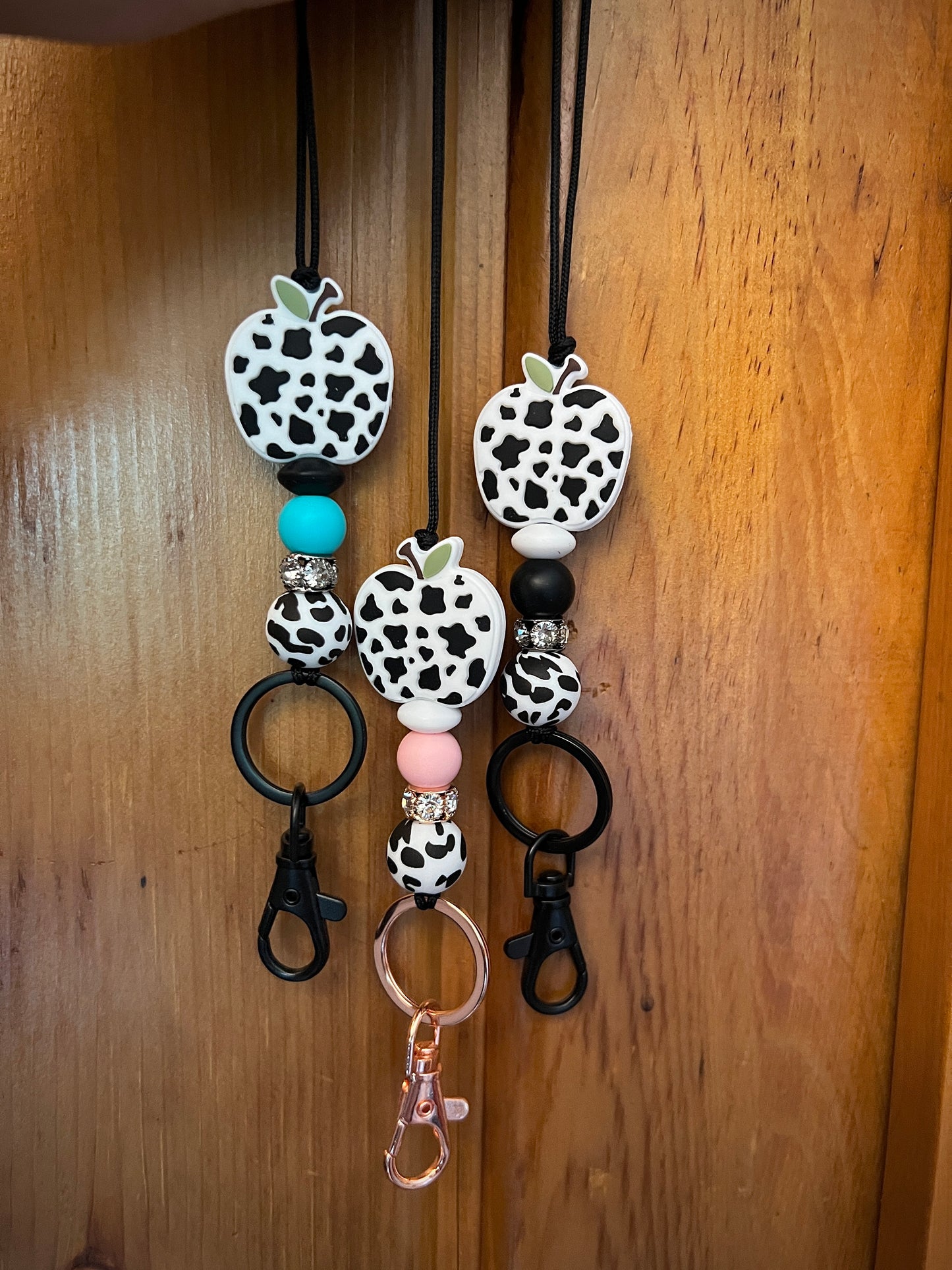 Cow Print Apple Lanyard