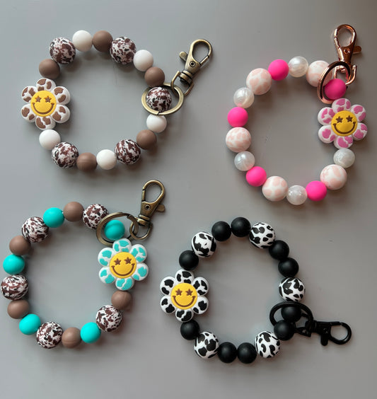 Cow Print Flower Wristlet