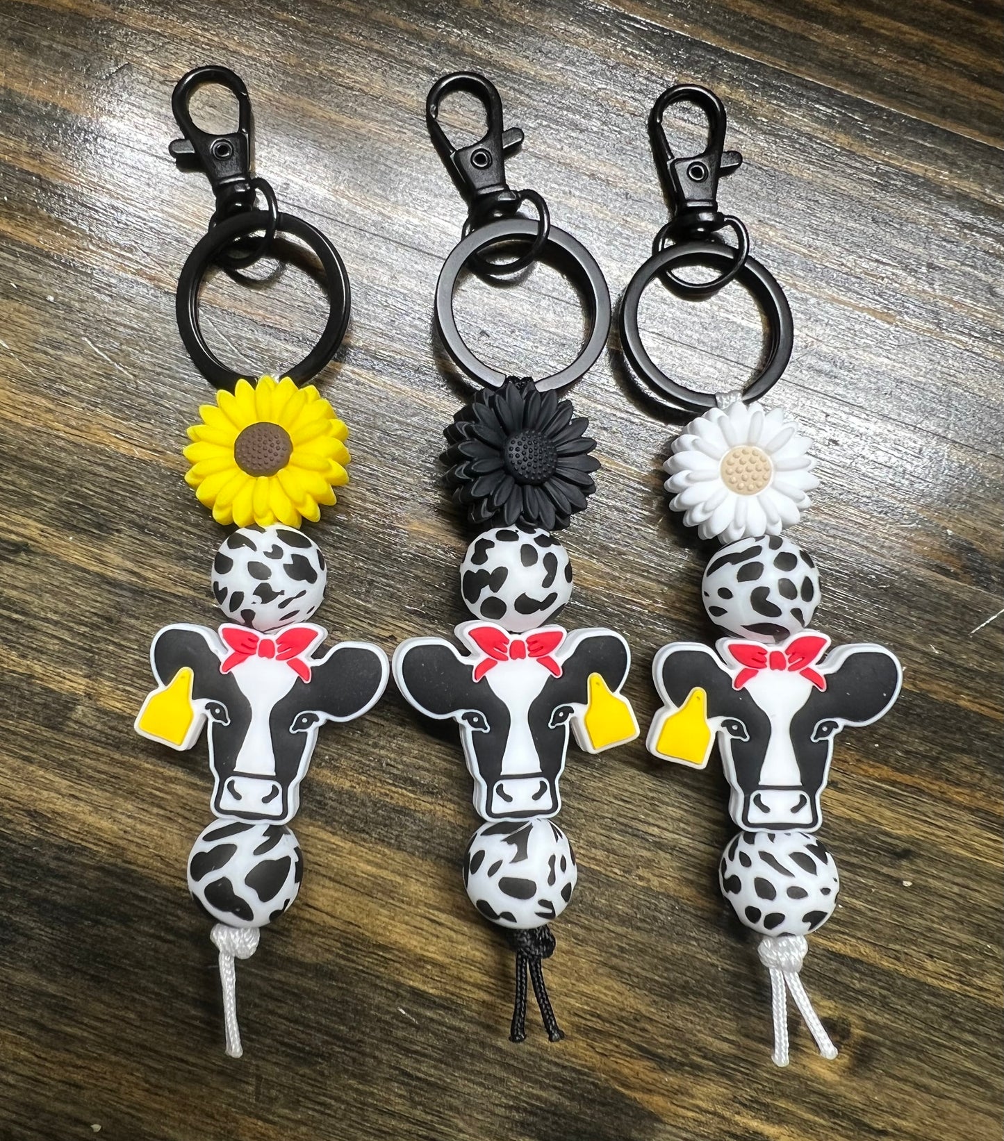 Holstein Cow Flower Straight keychain