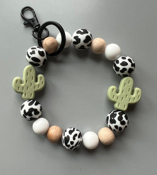 Cactus Cow Print Wristlet