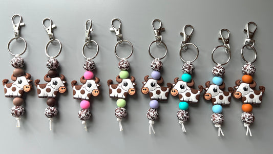 Brown Hide Longhorn Keychain