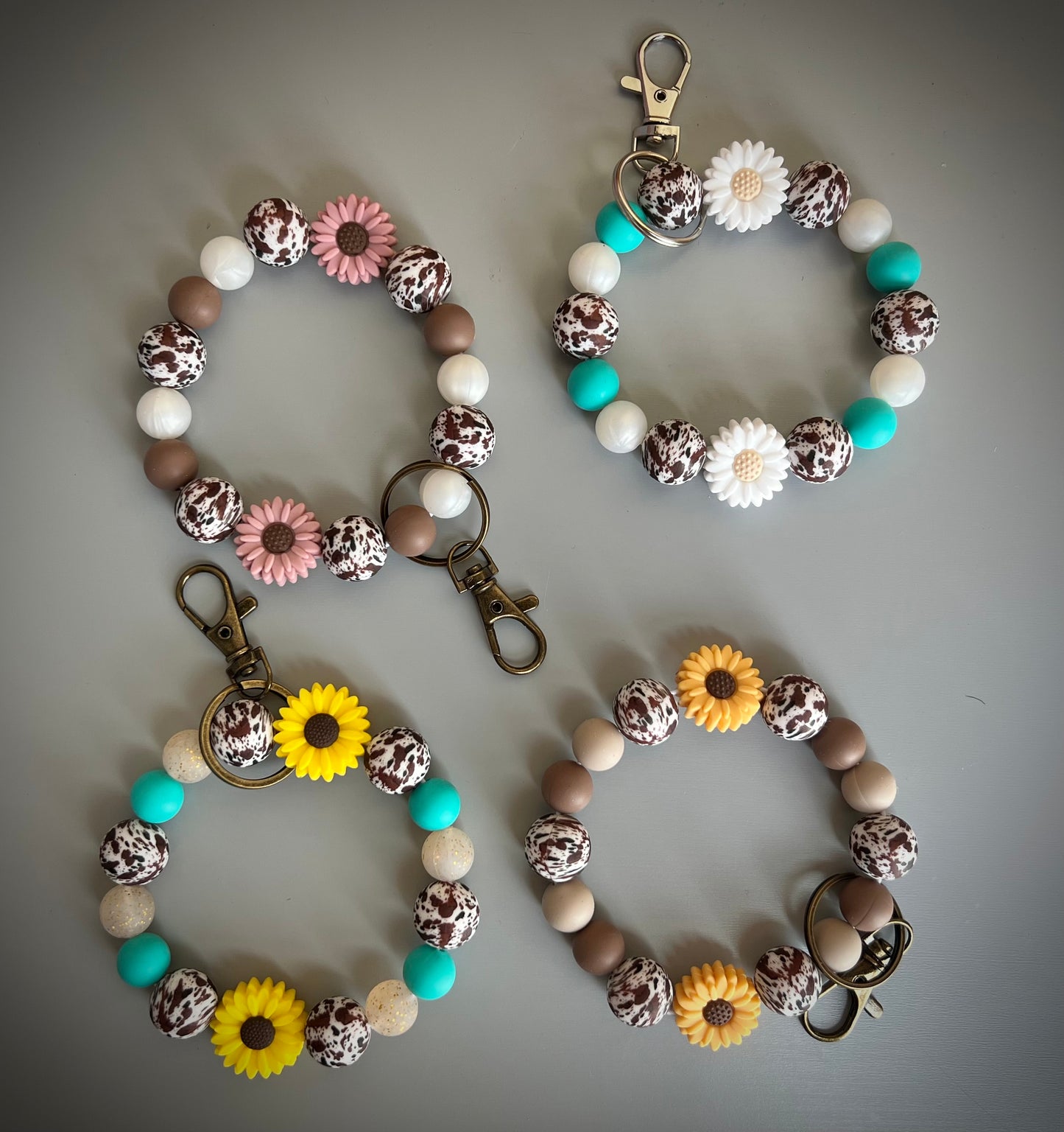 Cow Print Flower Wristlets