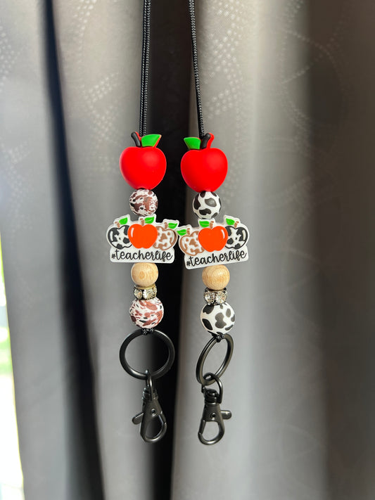 Cow Print Teacher Life Lanyard