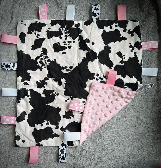 “Old” Cow Print Taggie Blanket
