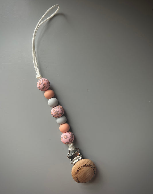 Blush Cheetah Pacifier Holder