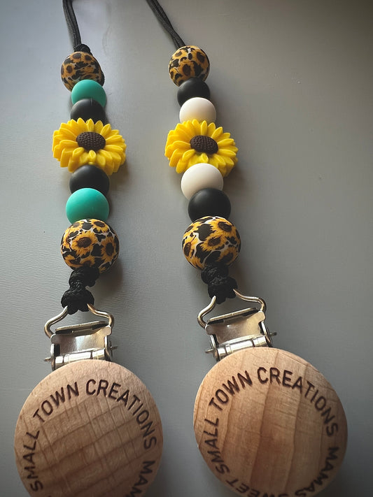 Cow Print Sunflower Pacifier Holder