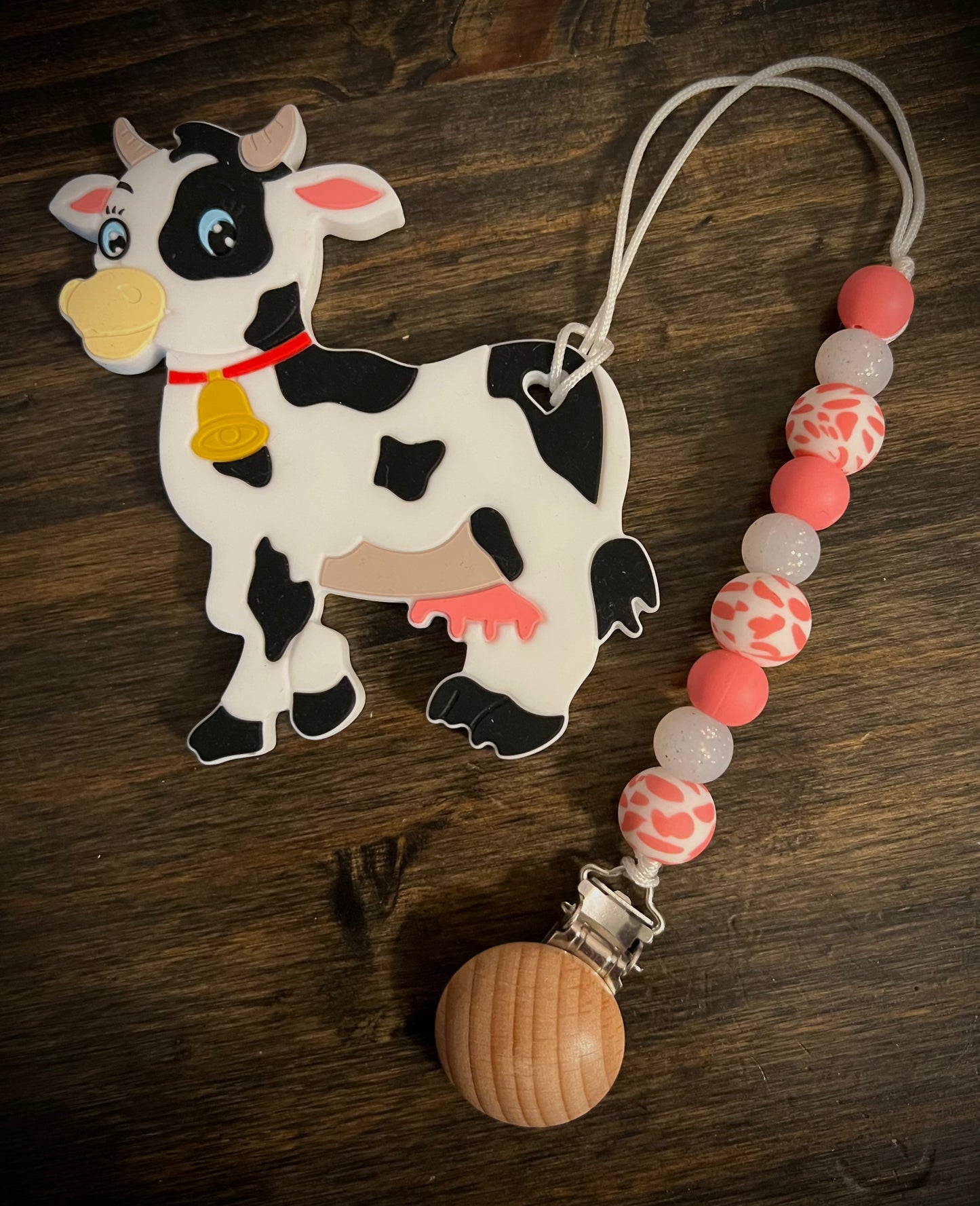 Holstein Cow Teether Clip