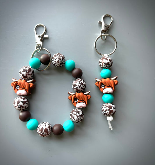 Highland Brown Cow Print Keychain Set
