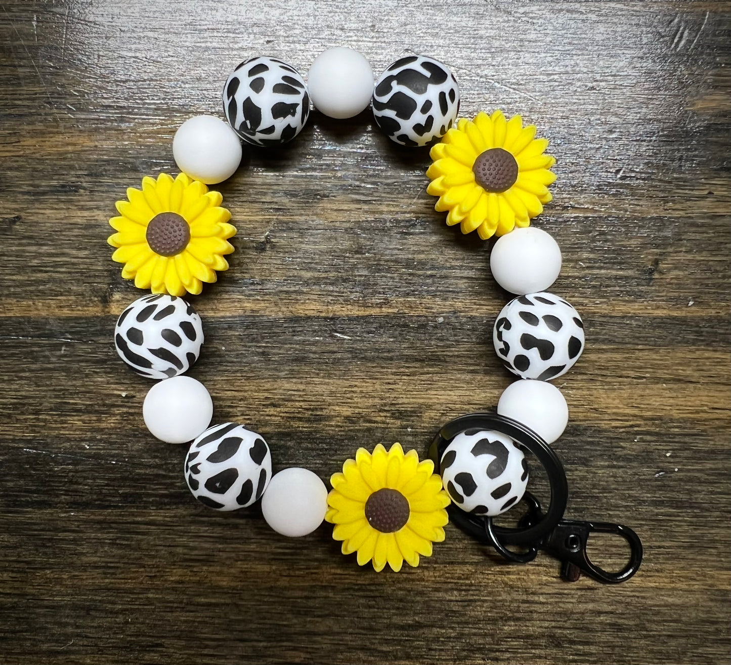 Sunflower and cow Print Wristlet