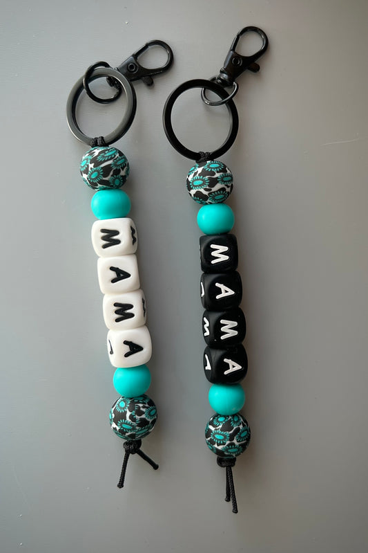Western Cow Print Mama Keychain